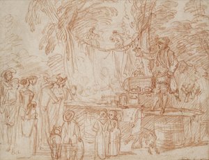 Recto; Quacksalber verkauft seine Waren im Freien